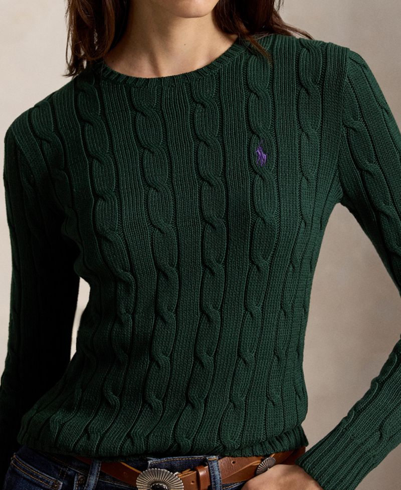 Women's Cable-Knit Cotton Crewneck Sweater