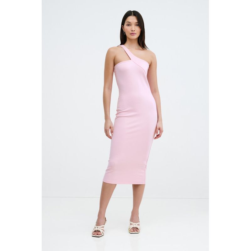 Women's Cameron Fitted One-Shoulder Geometric Strap Midi Dress