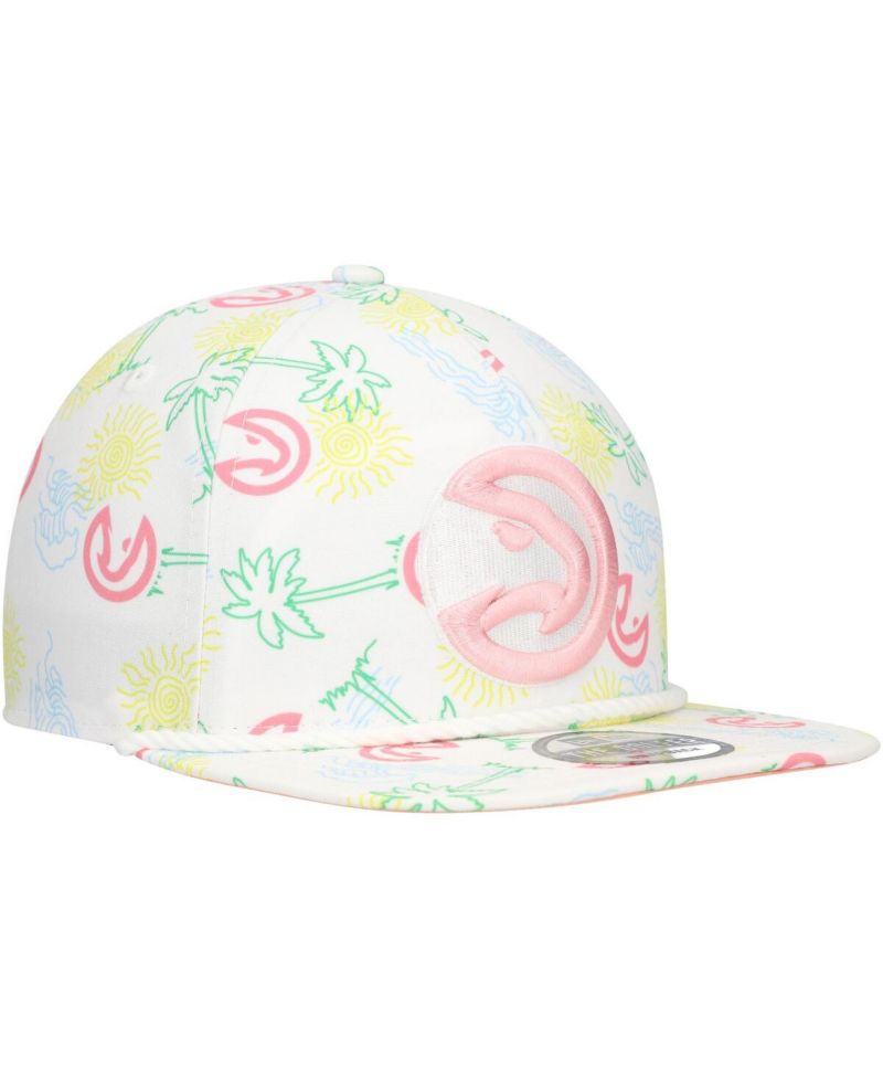 Men's White Atlanta Hawks Palm Trees and Waves Golfer Adjustable Hat