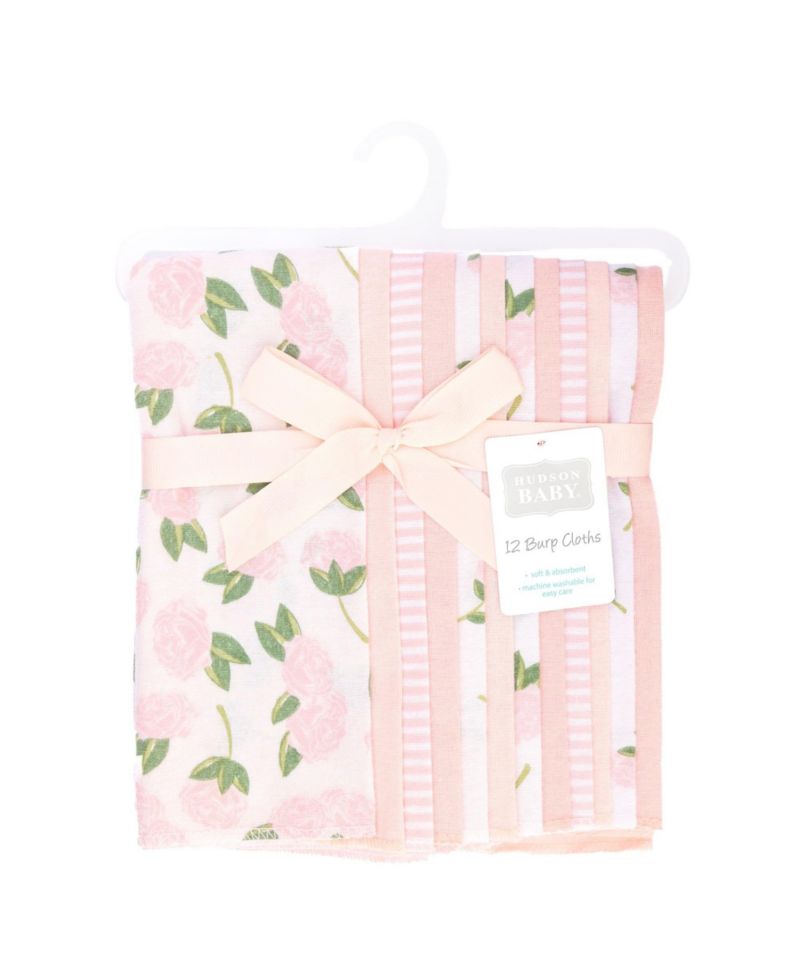 Girl Cotton Poly Flannel Burp Cloths Bundle