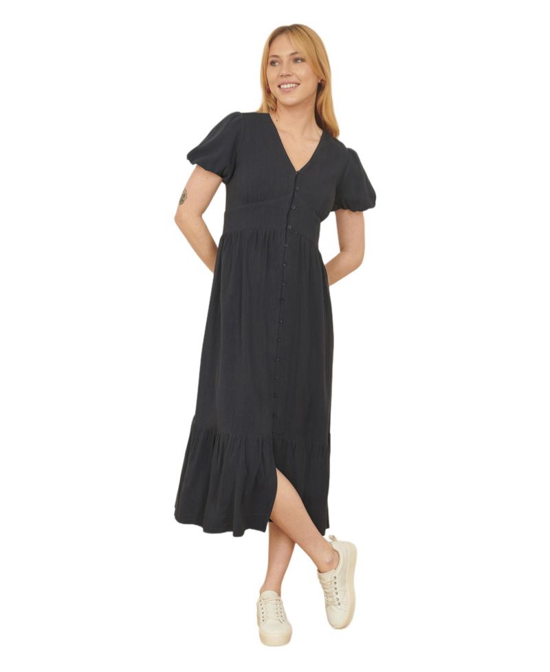 Women's Viscose Button Through Midi Dress