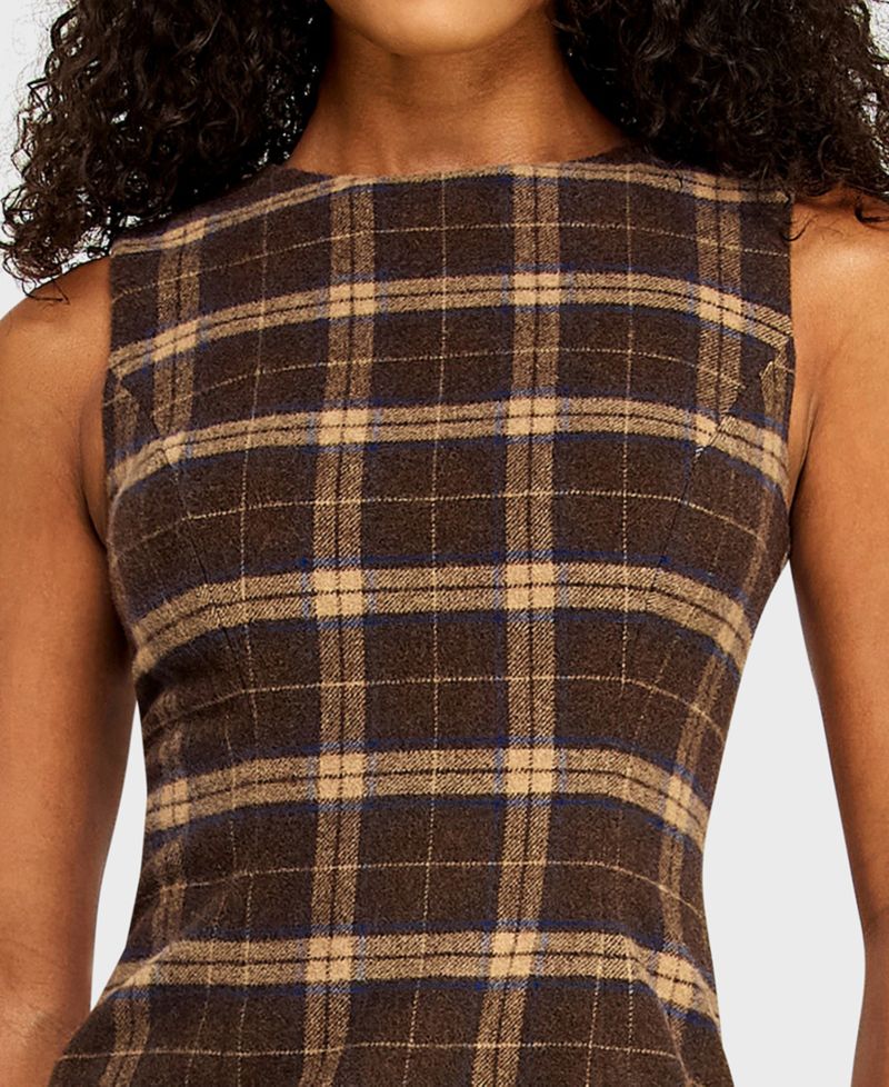 Juniors' Plaid Tie-Back Mini Dress