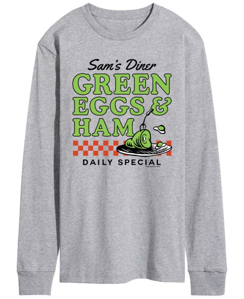 Men's Dr. Seuss Green Eggs Ham Diner Long-Sleeve Graphic T-Shirt