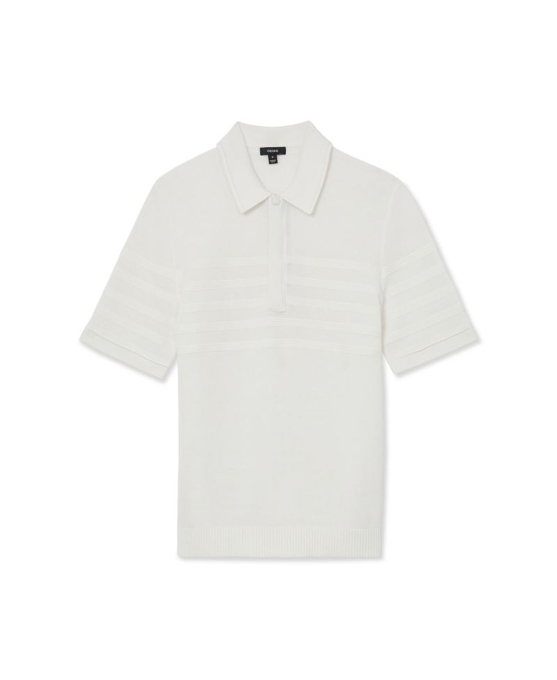 Men's Falklands Cotton-Blend Textured-Knit Half-Zip Polo Shirt