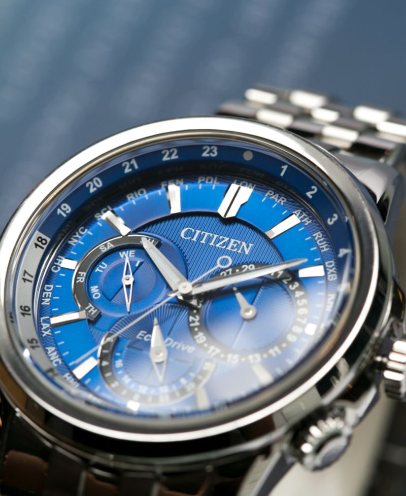 Men's Eco-Drive Calendrier Stainless Steel Bracelet Watch 44mm BU2021-51L