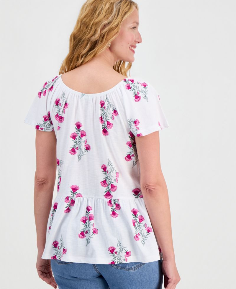 Petite Floral Print Peplum Top