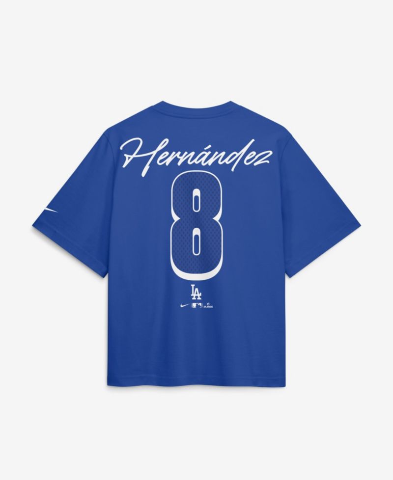 Women's Enrique Hernández Royal Los Angeles Dodgers Premium Essentials Boxy Name & Number T-Shirt