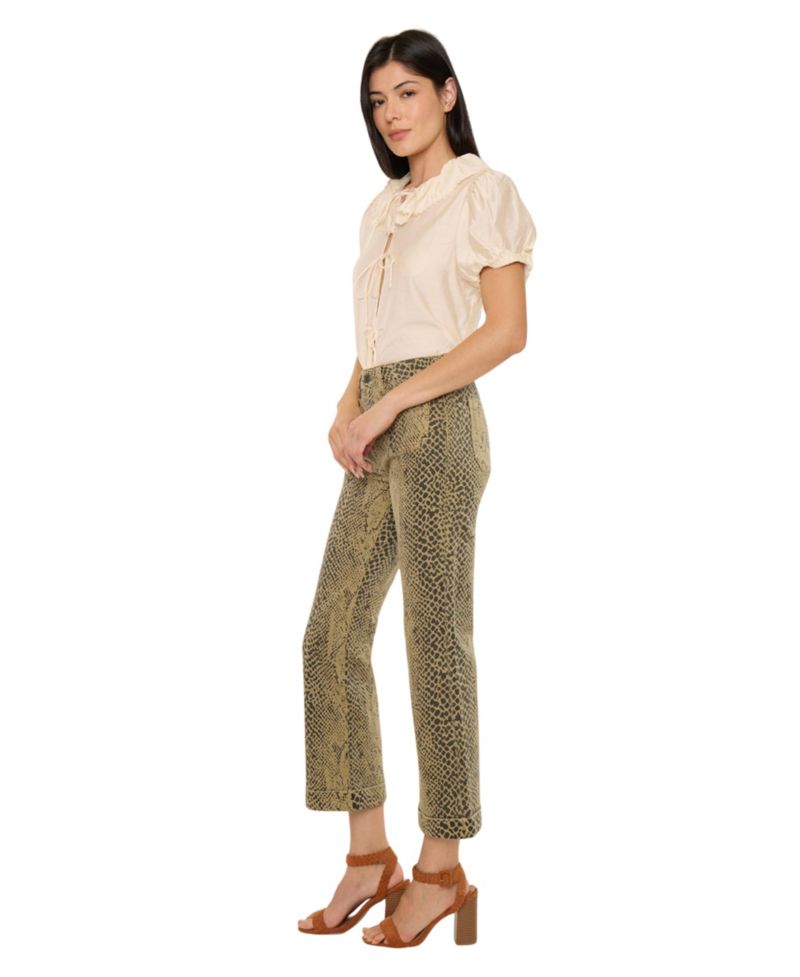 Women's USA Juniors' High Rise Crop Flare Python Print Jeans
