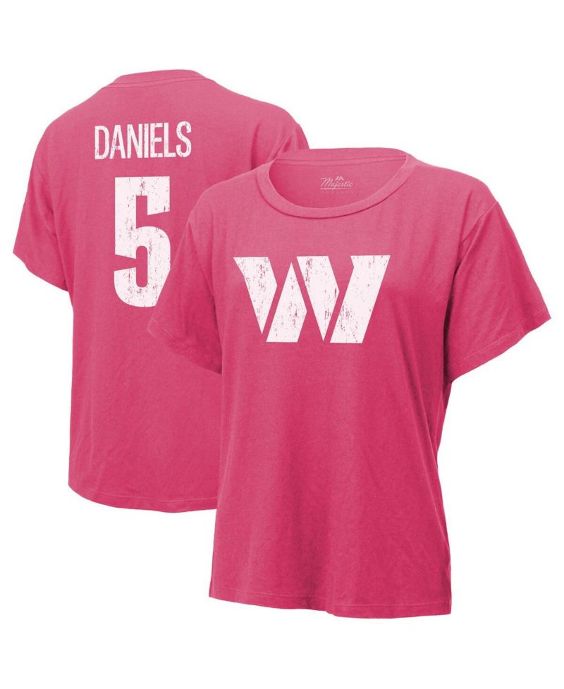 Women's Jayden Daniels Pink Washington Commanders Name & Number T-Shirt