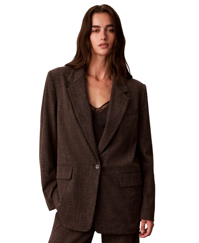 Women's Boyfriend Windowpane Stretch Blazer