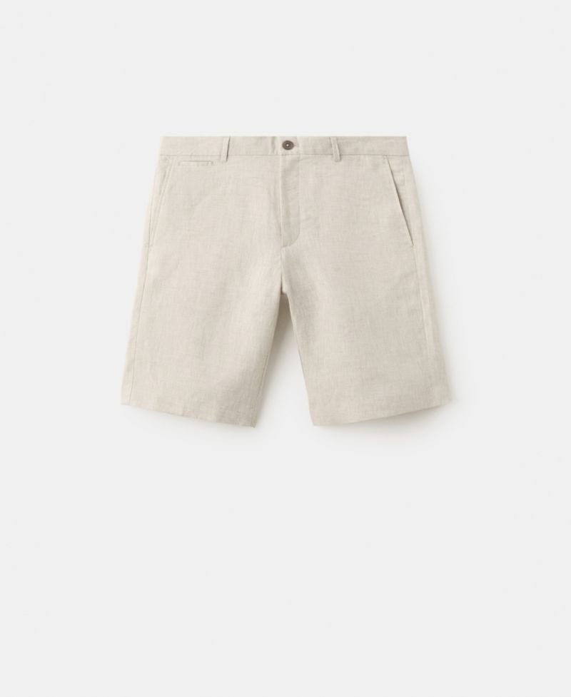 Men's Slim-Fit Linen 9.84" Bermuda Shorts