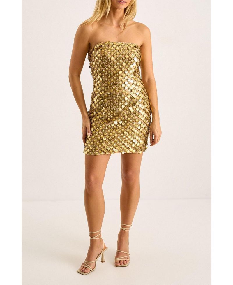Women's Layered Disc Bandeau Mini Dress