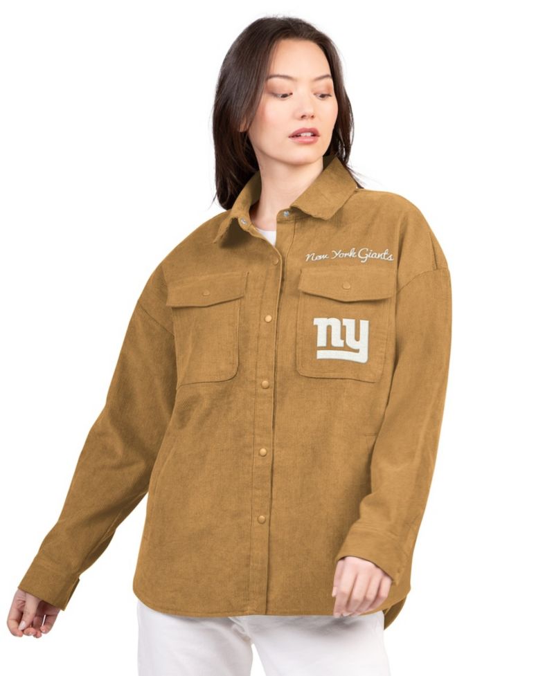 Women's Brown New York Giants Re-Match Corduroy Full-Snap Shacket