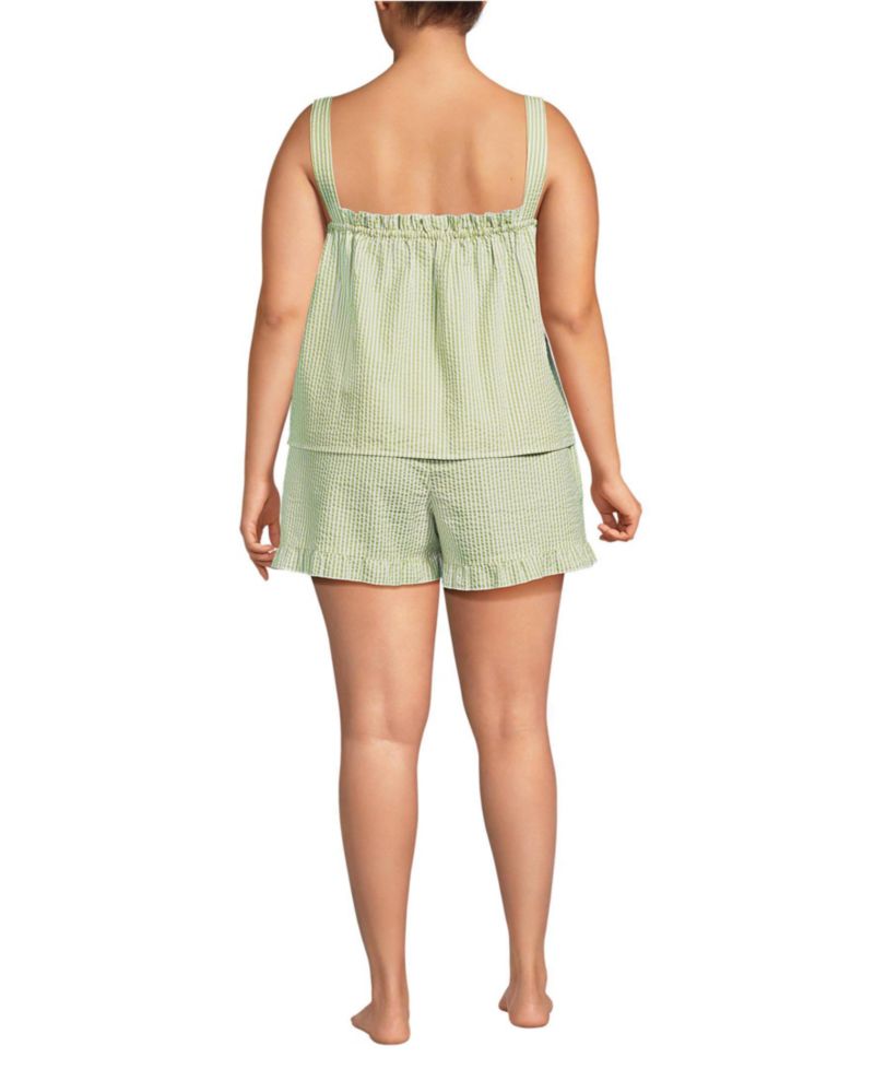 Plus Size Seersucker 2 Piece Pajama Set - Tank and Shorts