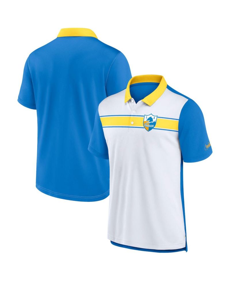 Men's White/Powder Blue Los Angeles Chargers Rewind Pique Polo Shirt