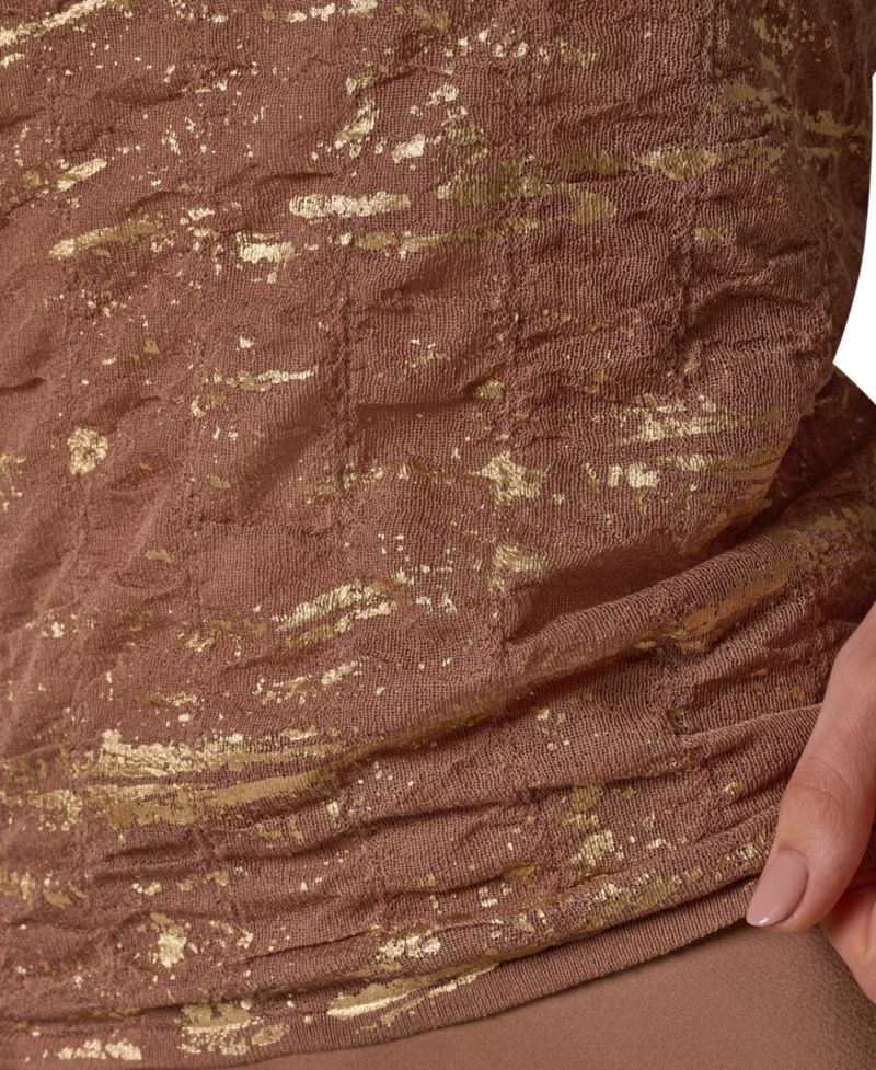 Women's Metallic Crewneck Short-Sleeve Sweater