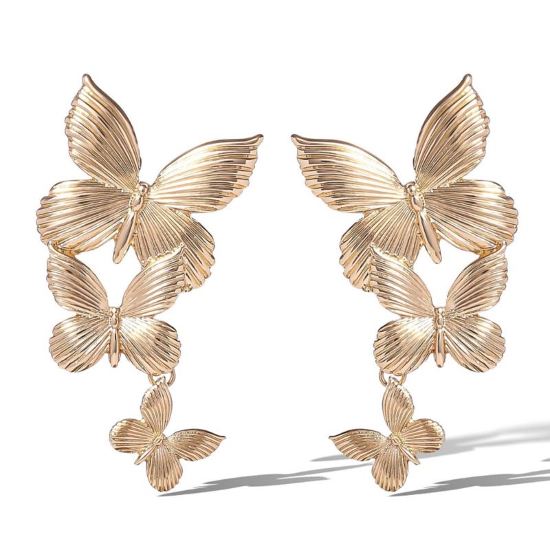 Cascading Butterfly Drop Earrings in -Tone
