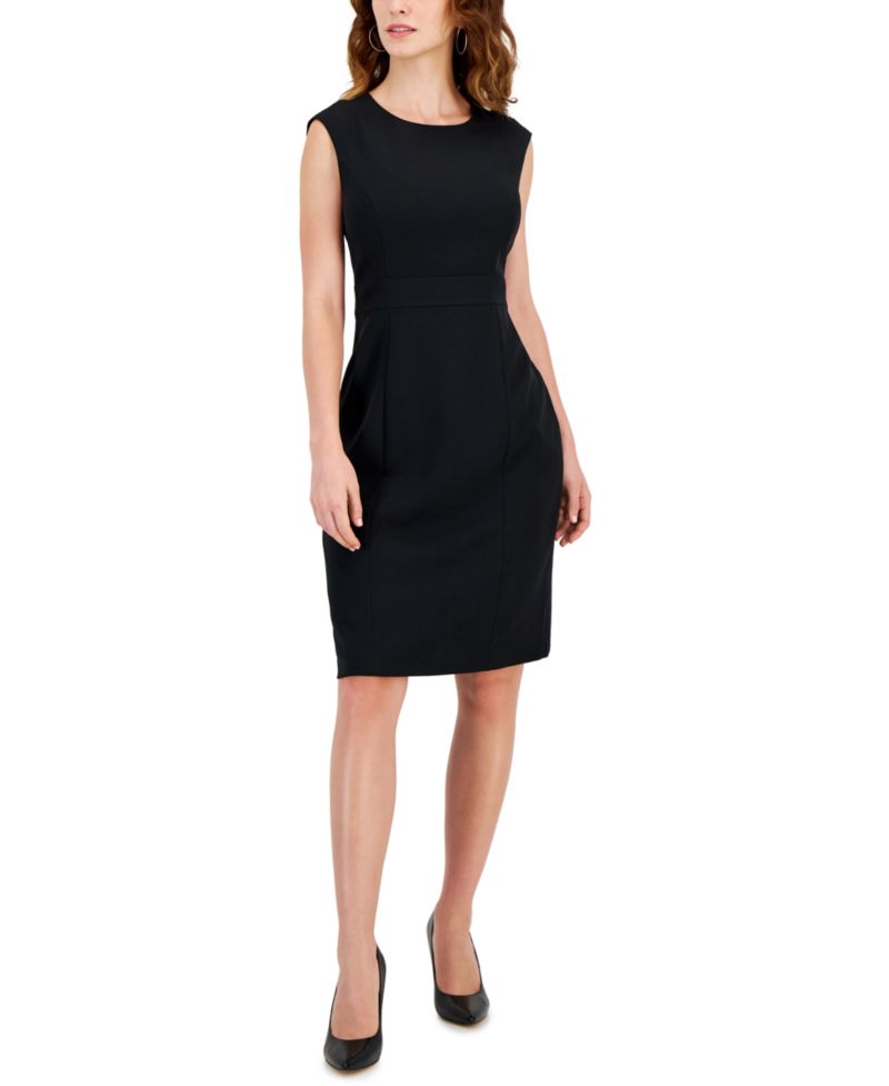 Women's Sleeveless Seamed Waist Sheath Dress