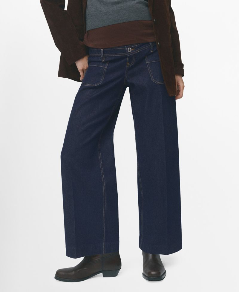 Women's Pockets Wide Leg Maternity Jeans