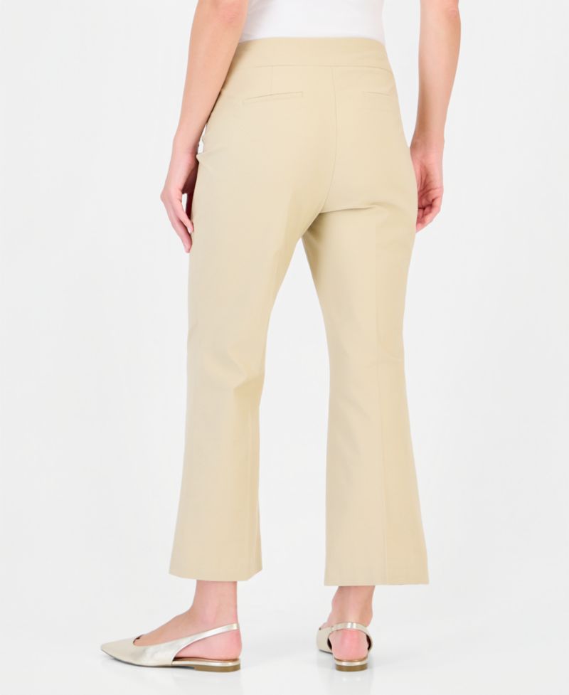 Women's Mid-Rise Cropped Kick Flare Pull-On Pants