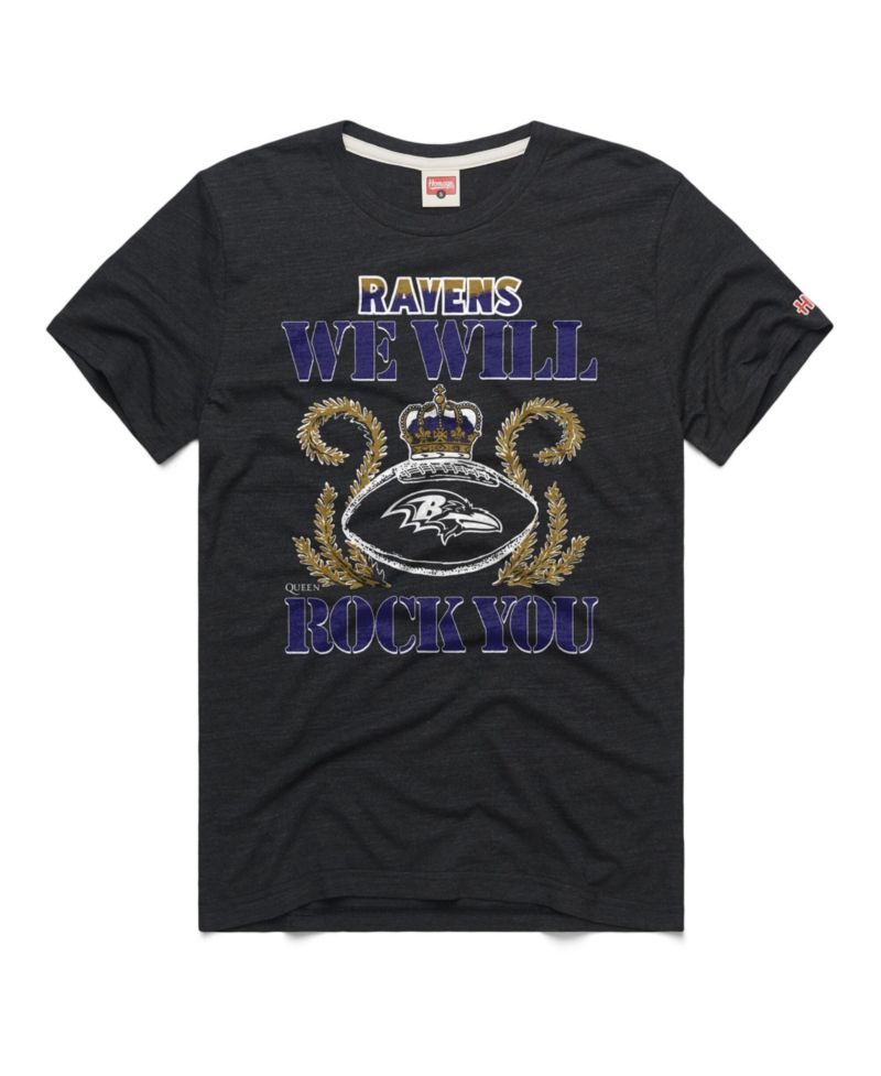 Men's and Women's Charcoal Baltimore Ravens 2026 NFL Schedule Queen Tri-Blend T-Shirt