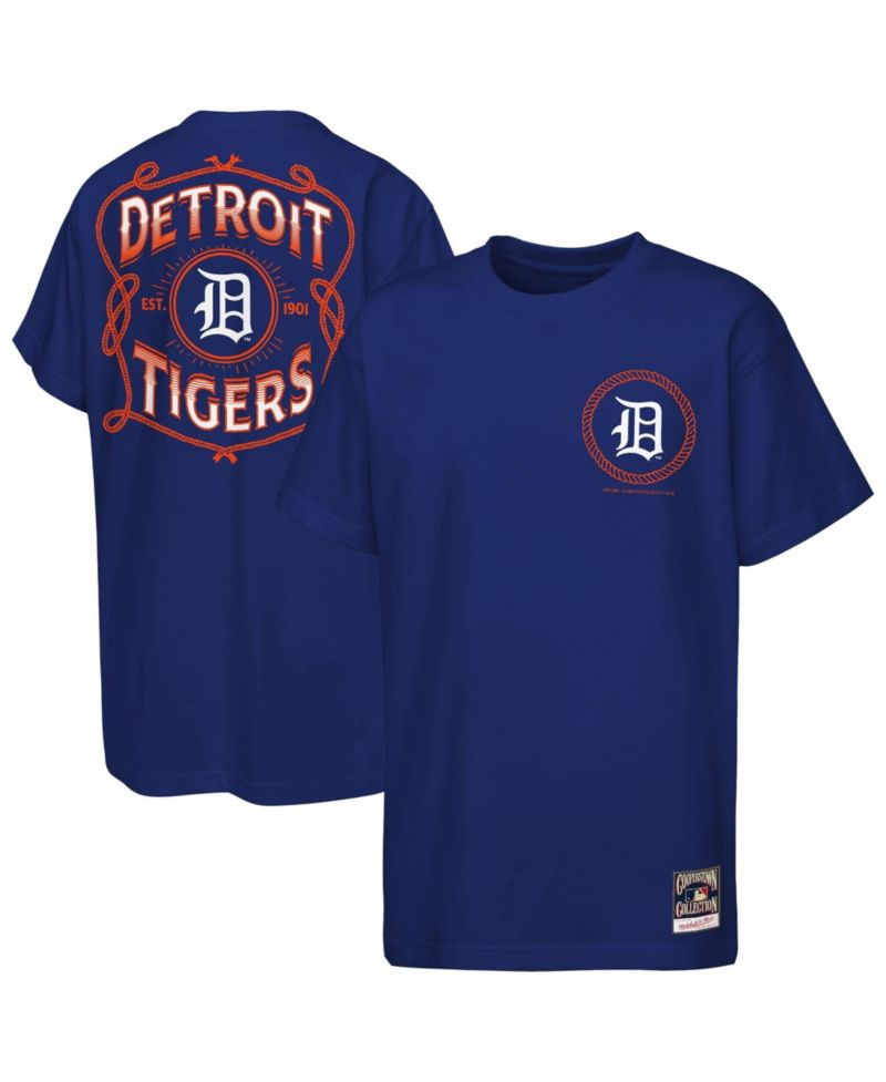 Big Boys and Girls Navy Detroit Tigers Cooperstown Rodeo Rope T-Shirt
