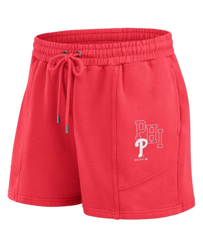 Women's Red Philadelphia Phillies Washed Fleece Sweatshirt Shorts Lounge Set