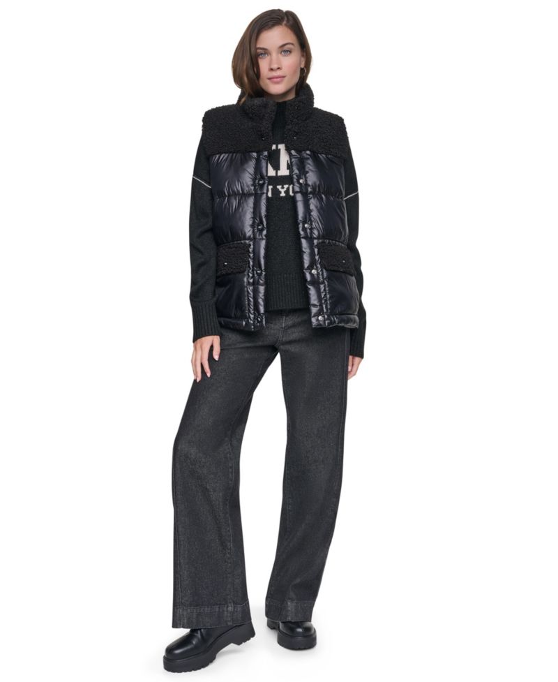 Women's Sherpa Mix Mock Neck Quilted Vest