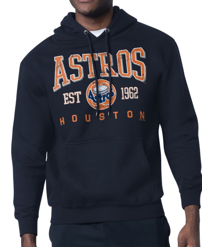 Men's Navy Houston Astros Distressed Fleece Pullover Hoodie