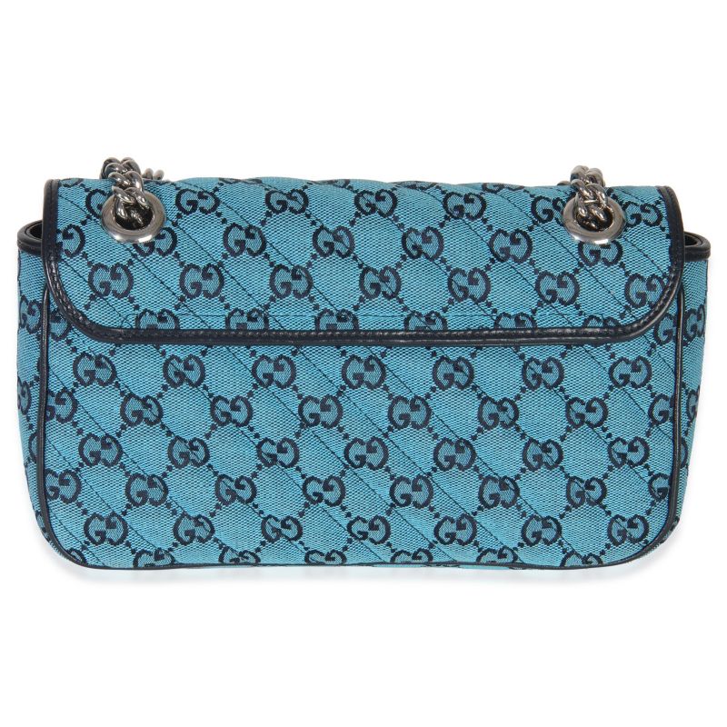 Blue GG Canvas Diagonal Small GG Marmont Bag
