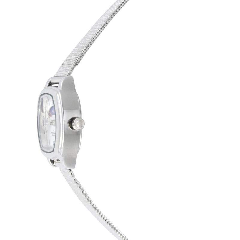 Women's Silver Dial Sun Moon Watch 30x20mm Mesh Bracelet