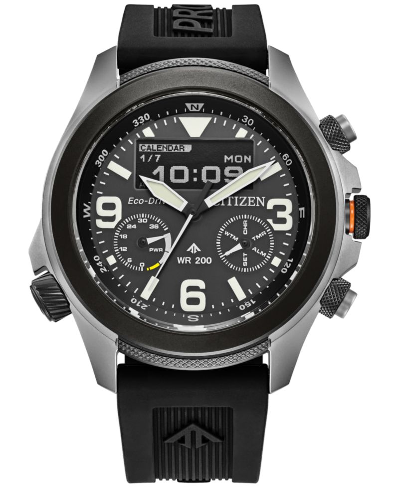 Eco-Drive Men's Chronograph Promaster Land Black Rubber Strap Watch 44mm