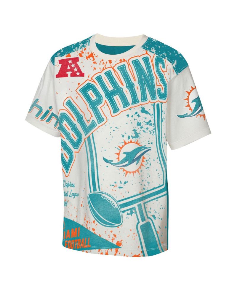 Big Boys and Girls Cream Miami Dolphins Top Player T-Shirt