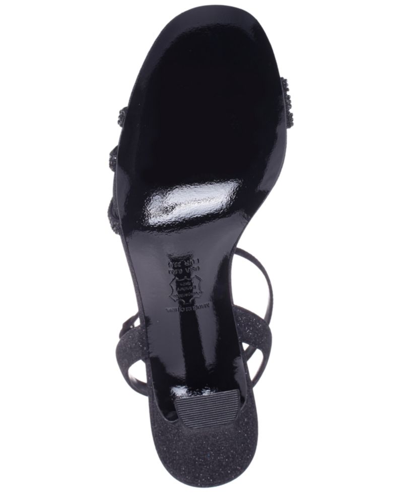 Women's Alfreda Silver Metallic Mid Heel Square Toe Sandals