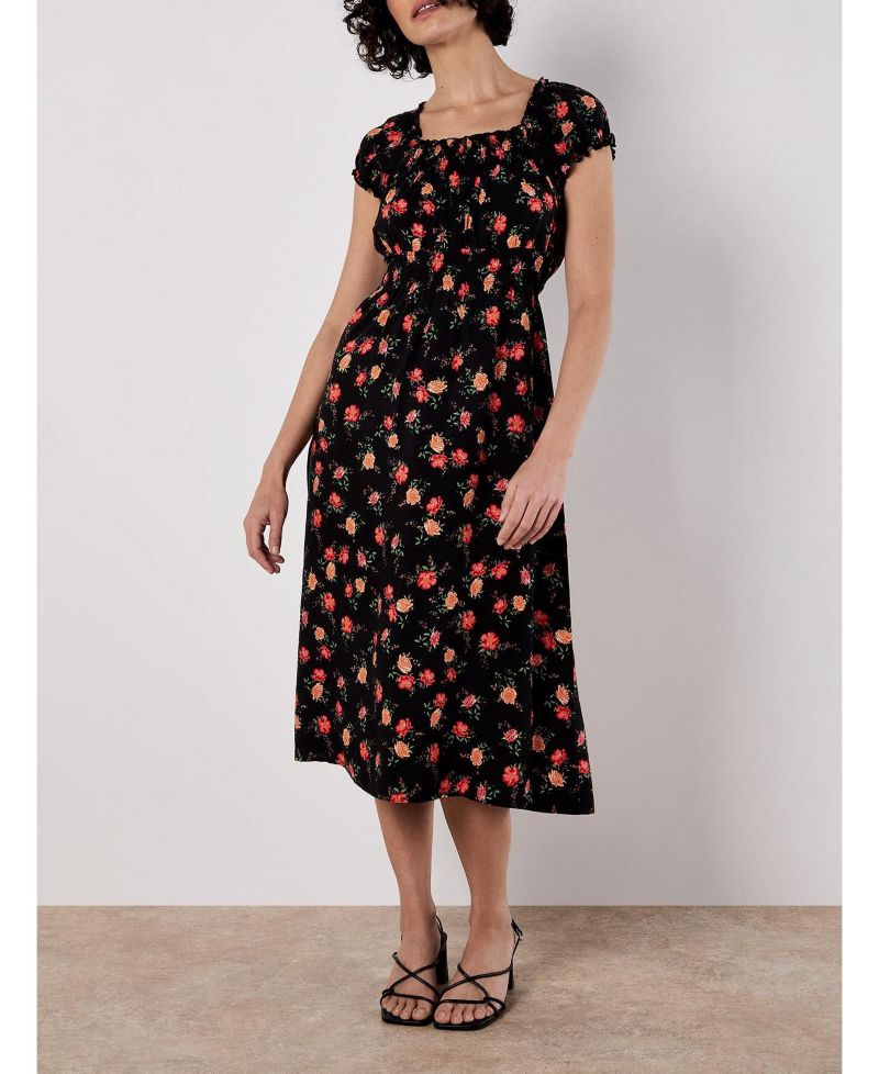 Women's Rose Milkmaid Midi Dress