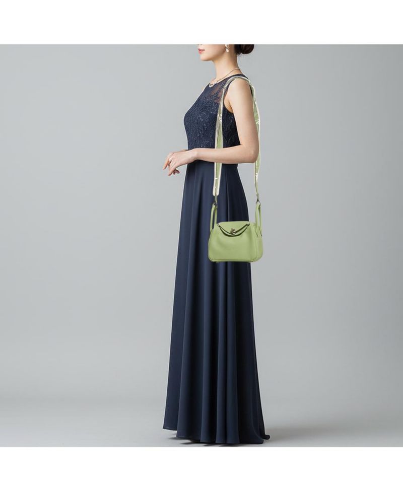 Pre-Owned HERMES Lindy Mini Palladium Finish Vert Swift Leather Shoulder Bag