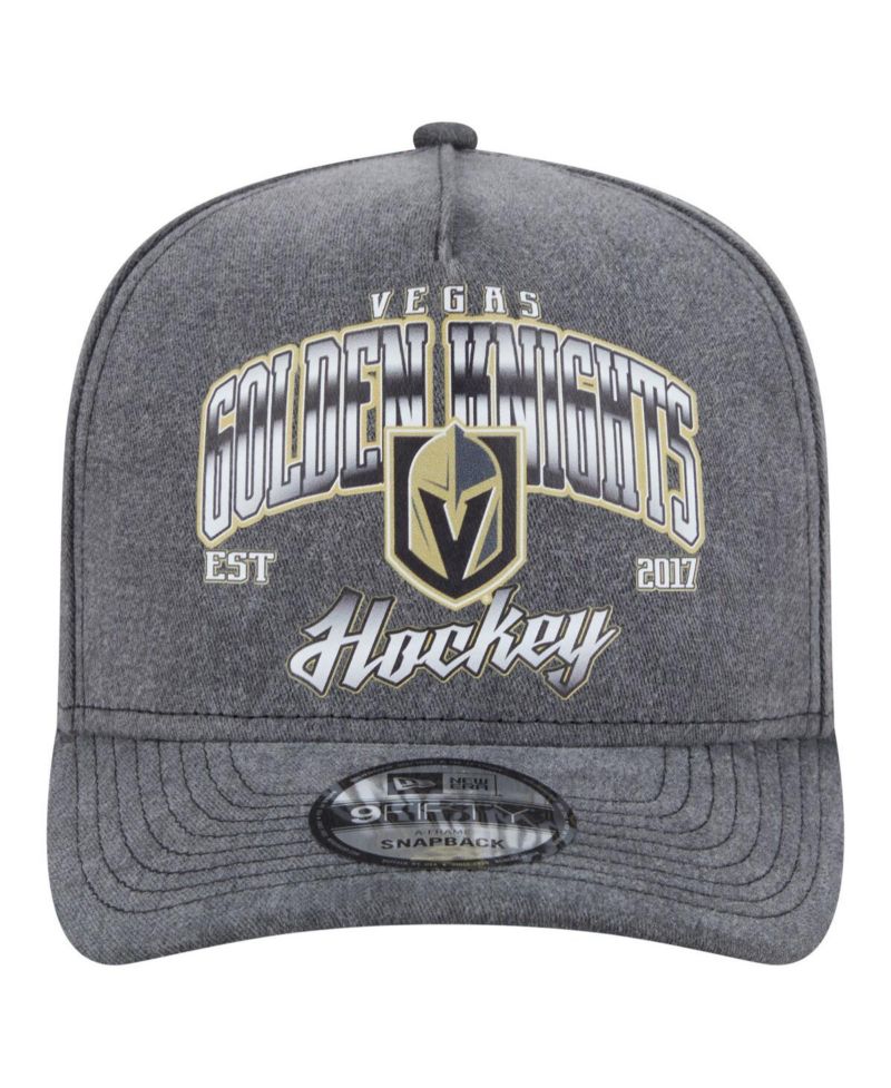 Men's Charcoal Vegas Golden Knights Throwback Washed A-Frame Pre-Curved 9FIFTY Snapback Hat