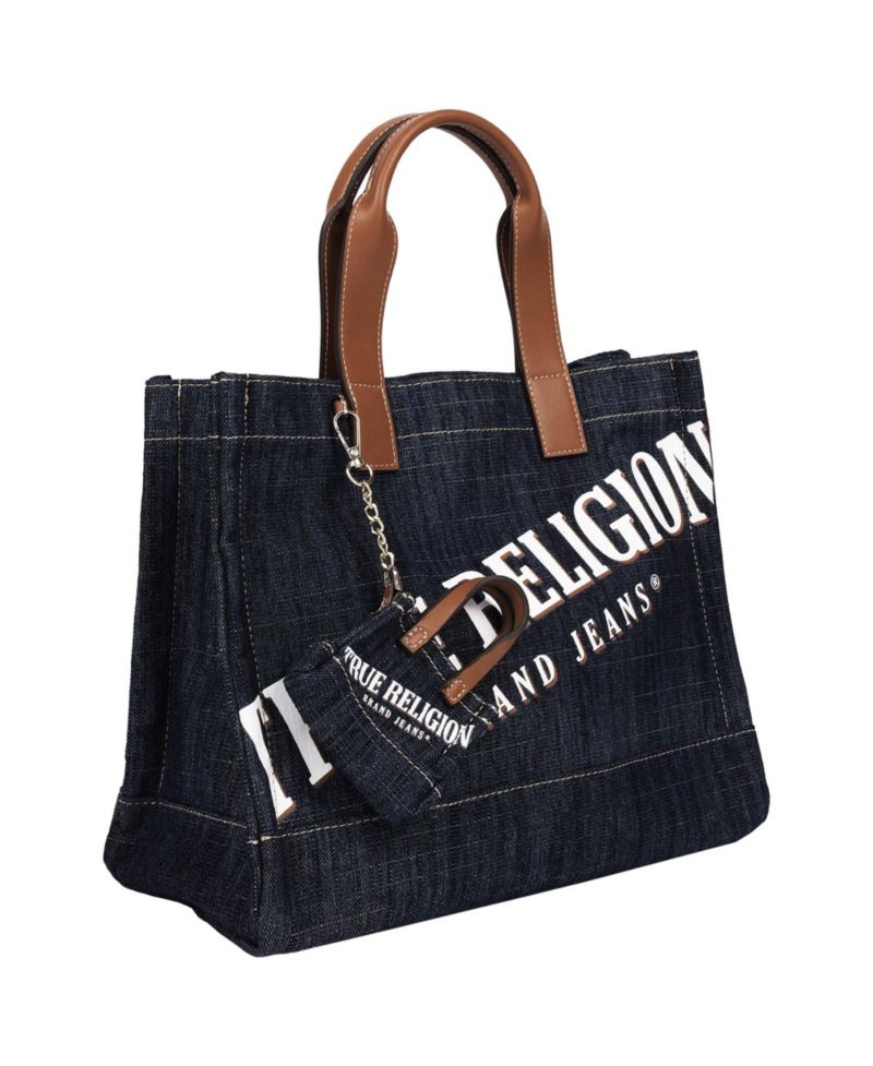 Women's Logo Denim Tote with Tote Dangle Charm
