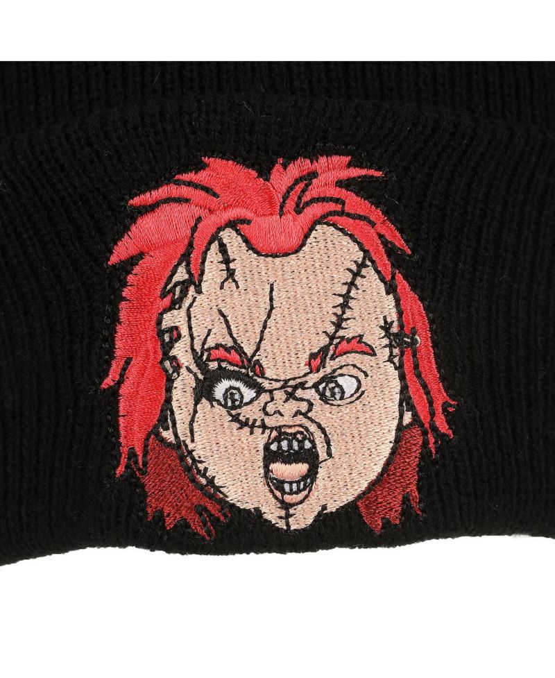 Men's Embroidery Black Acrylic Knit Standard Cuff Beanie