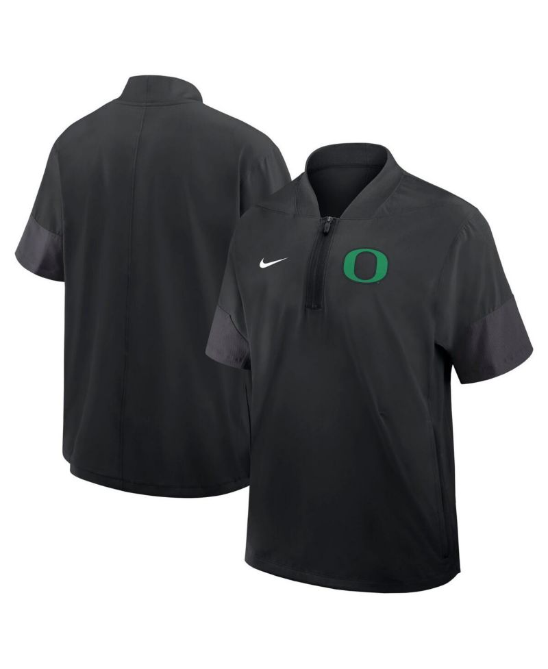 Men's Black Oregon Ducks 2025 Sideline Coaches Lightweight Short Sleeve Jacket