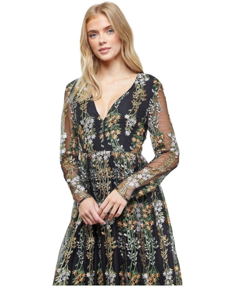 Women's Open Back Long Sleeve Midi Dress