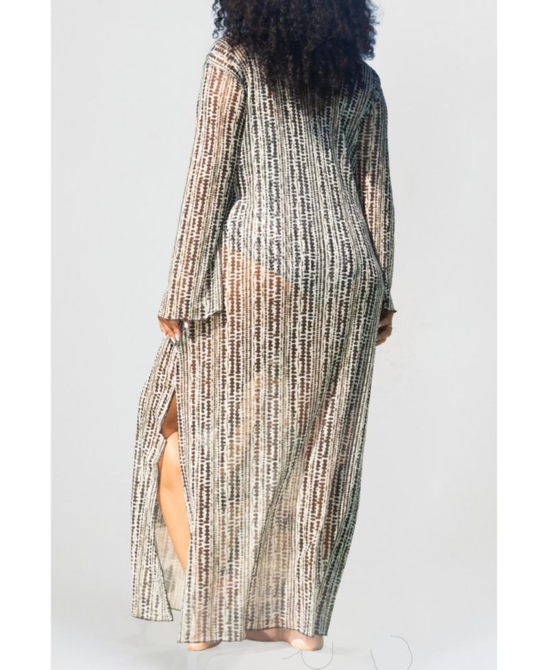 Plus Size Sheer Spot-Print Kaftan