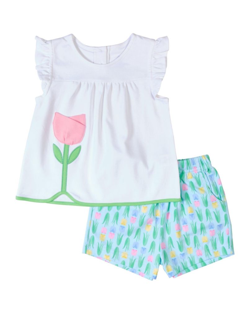 Baby Girl Printed Knit Tulip Short Set