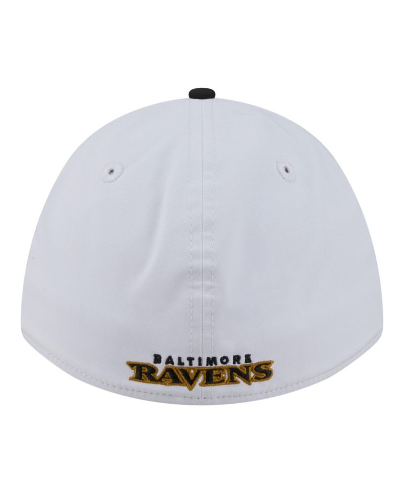 Men's White/Black Baltimore Ravens Patch 39THIRTY A-Frame M-Crown Perforated Flex Hat