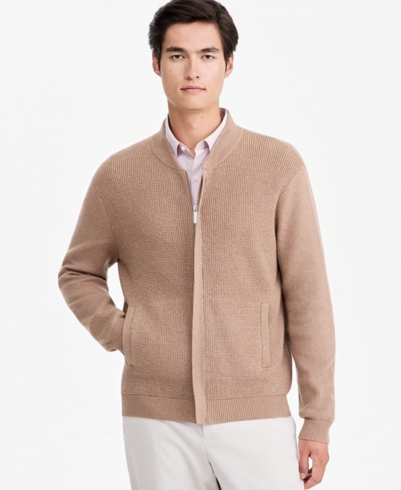 Men's Textured Zip Bomber Sweater, Macy's Exclusive