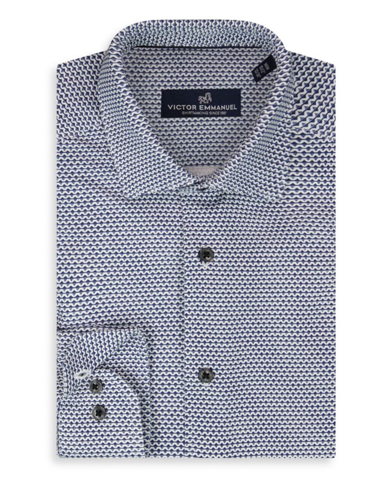 Men's Geometric Print Long-Sleeve Dress Shirt