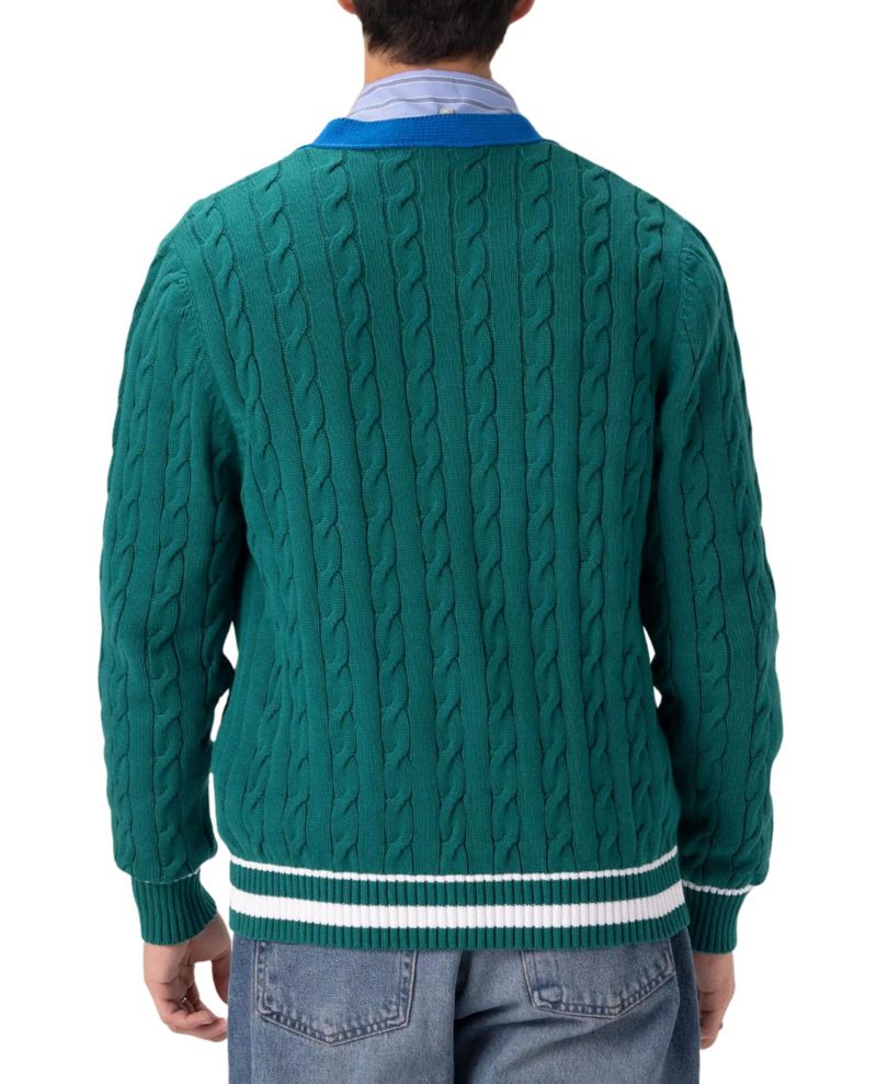 Men's Cotton Cable Knit Cricket Sweater