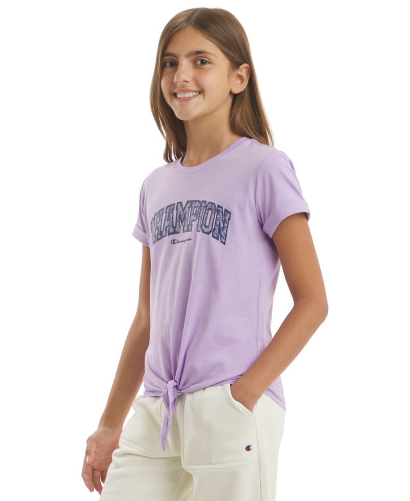 Girls' 7-16 Tie Front Graphic Short-Sleeve T-Shirt