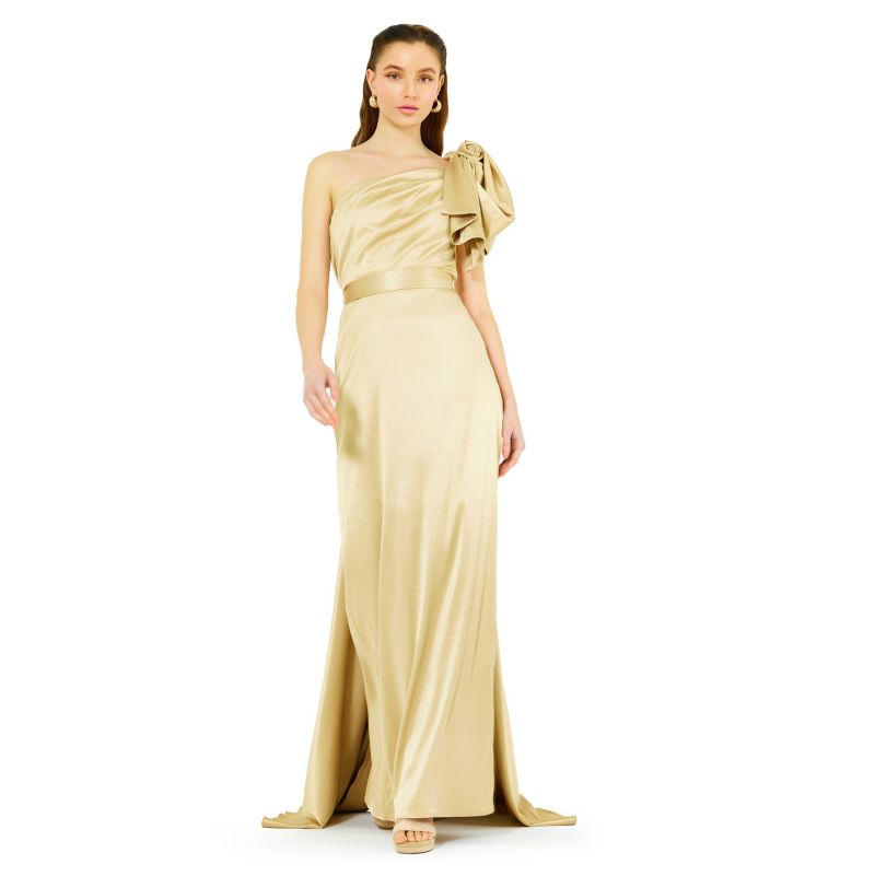 Women's One Shoulder Draped Sleeve Gown