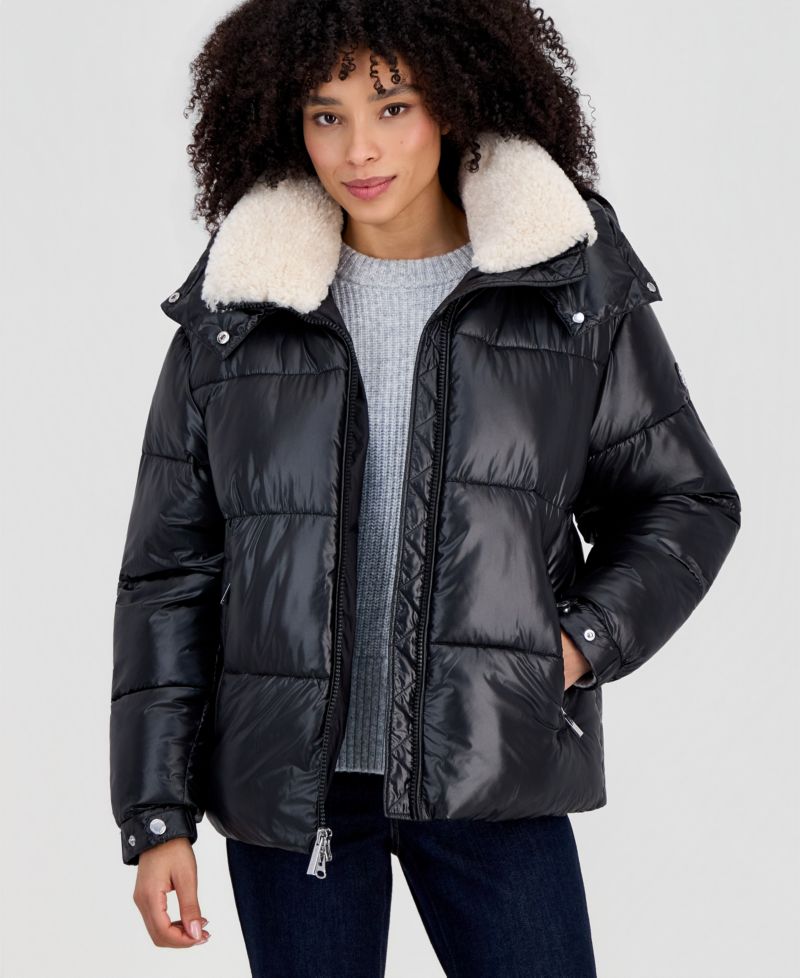 Michael Kors Women's Shine Hooded Sherpa Puffer Coat